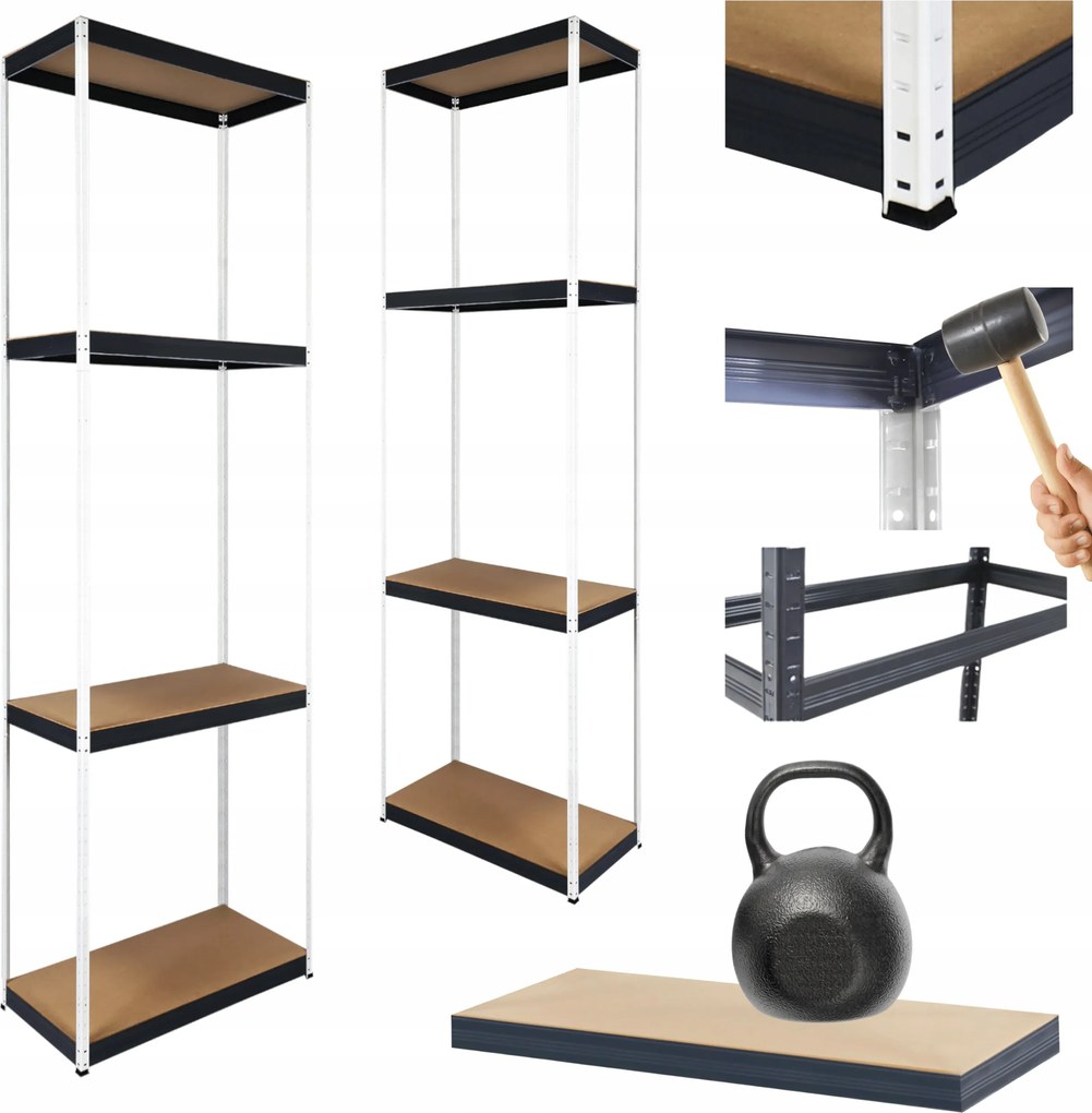 Fém tároló állvány garázs állvány Helios 180x40x40cm 4Px175kg