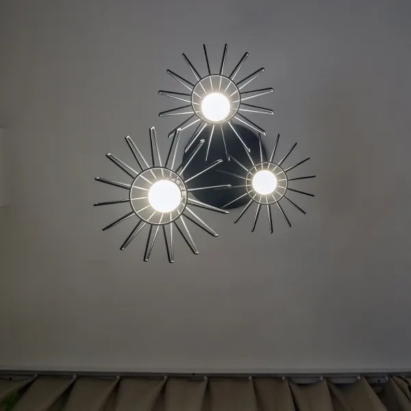 SOLANO kábeles csillár 3xE27/15W/230V fekete/fényes króm