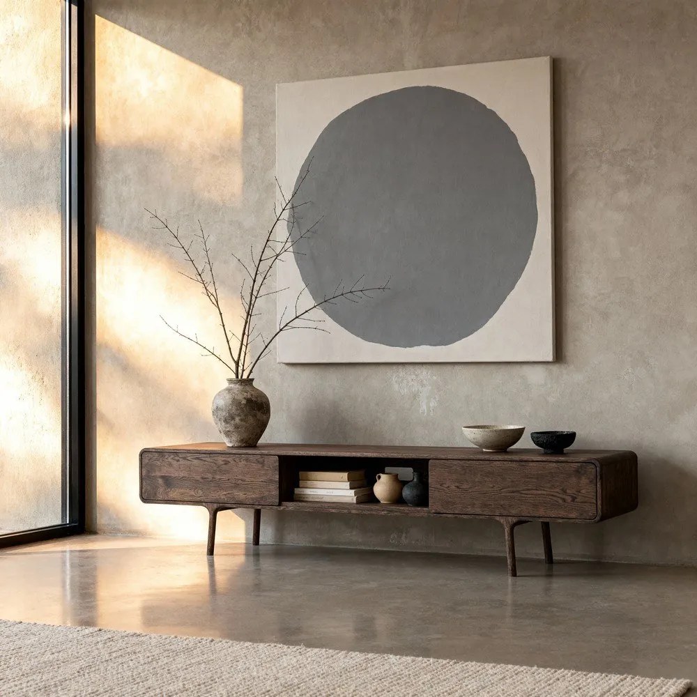 Barna tölgyfa TV-állvány 220x45x45 cm Fawn – Gazzda