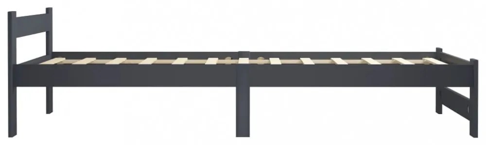 sötétszürke tömör fenyőfa ágykeret matrac nélkül 100x200 cm