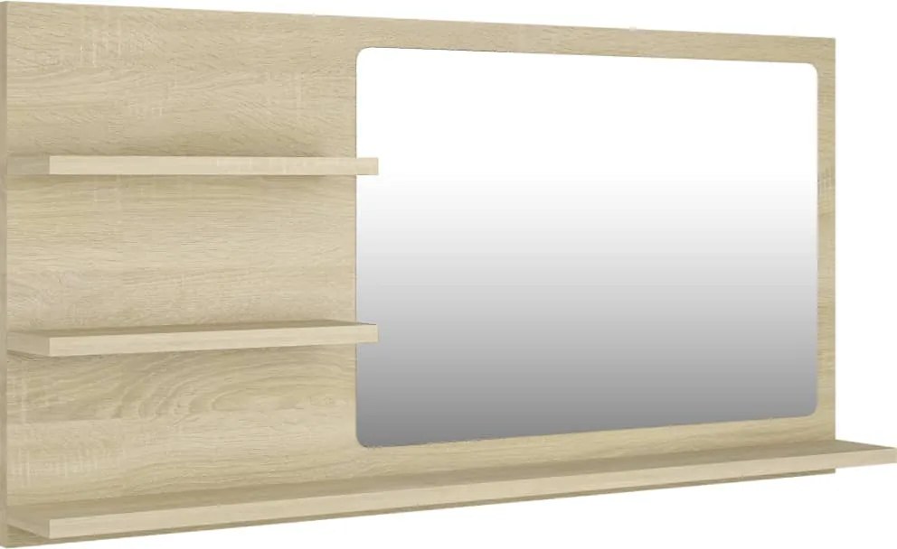 vidaXL sonoma tölgy színű szerelt fa fürdőszobai tükör 90x10,5x45 cm