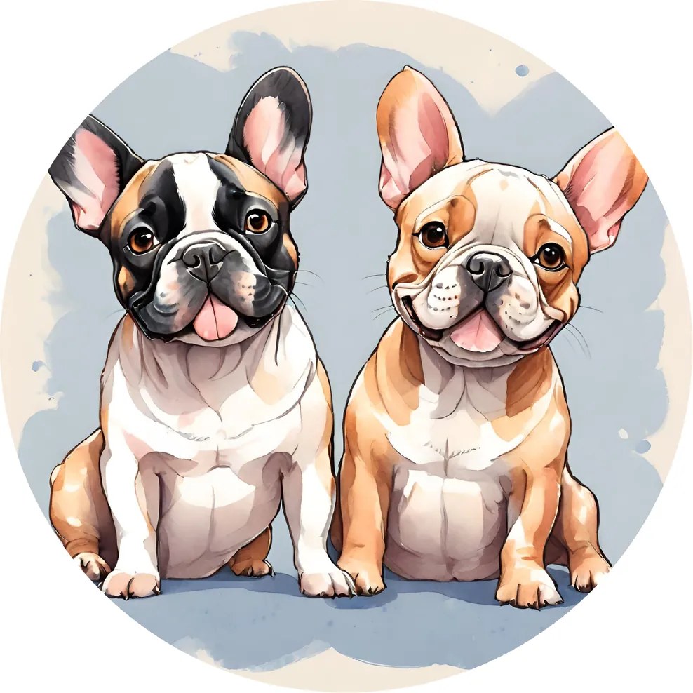 PIPPER. Kör alakú falmatrica "Francia bulldogok" Méret: 60cm