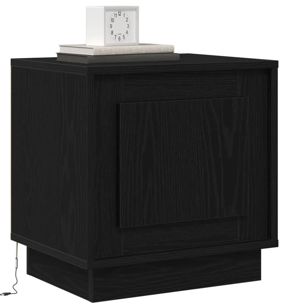 Éjjeli szekrény LED világítással 2 db Fekete tölgy 44x34,5x45 cm