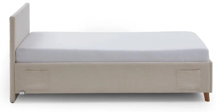 Bézs kárpitozott ágyneműtartós gyerekágy ágyráccsal 120x200 cm Cool – Meise Möbel