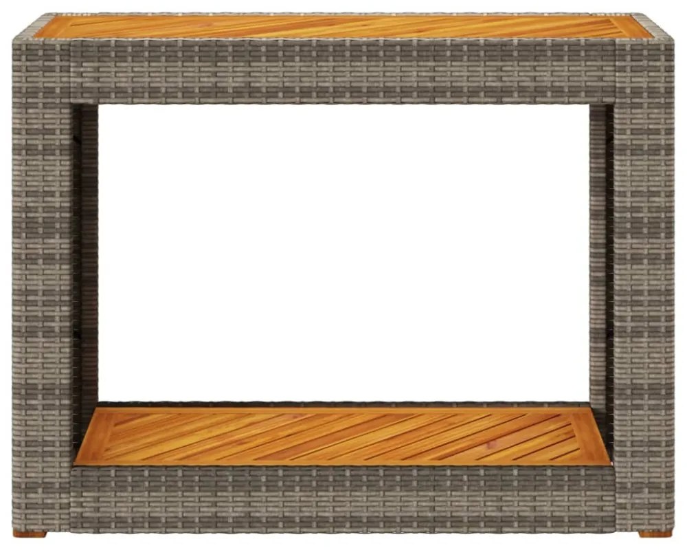 szürke polyrattan falapos kerti asztal 100x40x75 cm