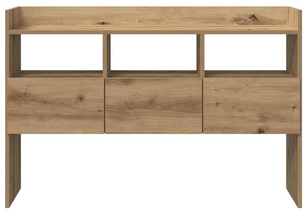 kézműves tölgy színű szerelt fa tálalószekrény 105x30x70 cm