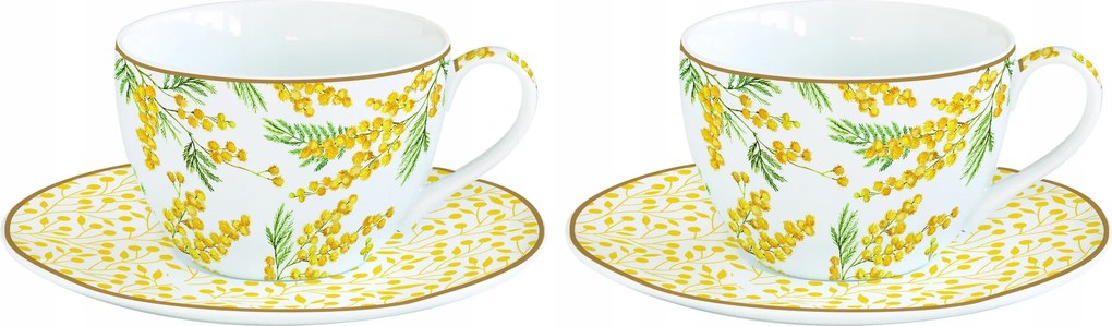 Kpl porcelán csésze 110ml cinege mimóza 2+2 eszpresszó ajándék szett