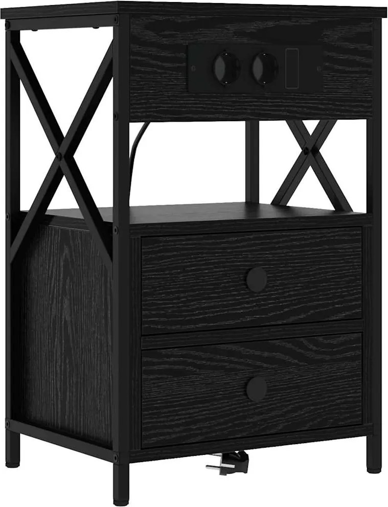 vidaXL Éjjeliszekrény fiókkal Fekete tölgy 40 x 31 x 60 cm Faanyag