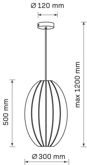 Csillár zsinóron KAREI 1xE27/20W/230V átm. 30 cm fekete