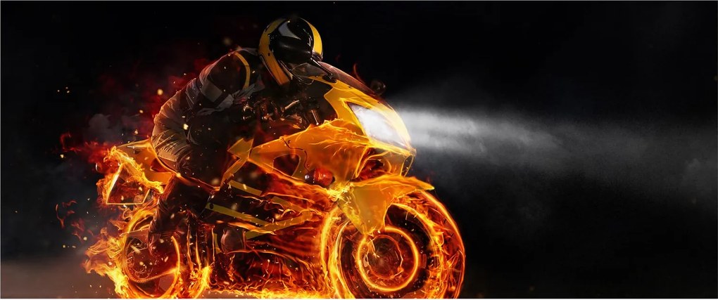 Kép - Motoros lángokkal (120x50 cm)