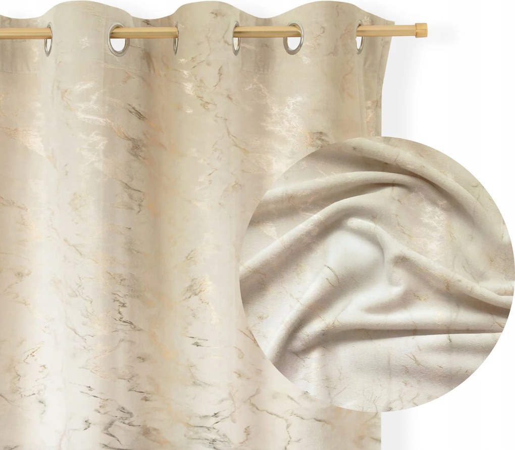 Velúr Függöny Arany Márvány 140x250 Áttetsző velvet vastag Krémszínű
