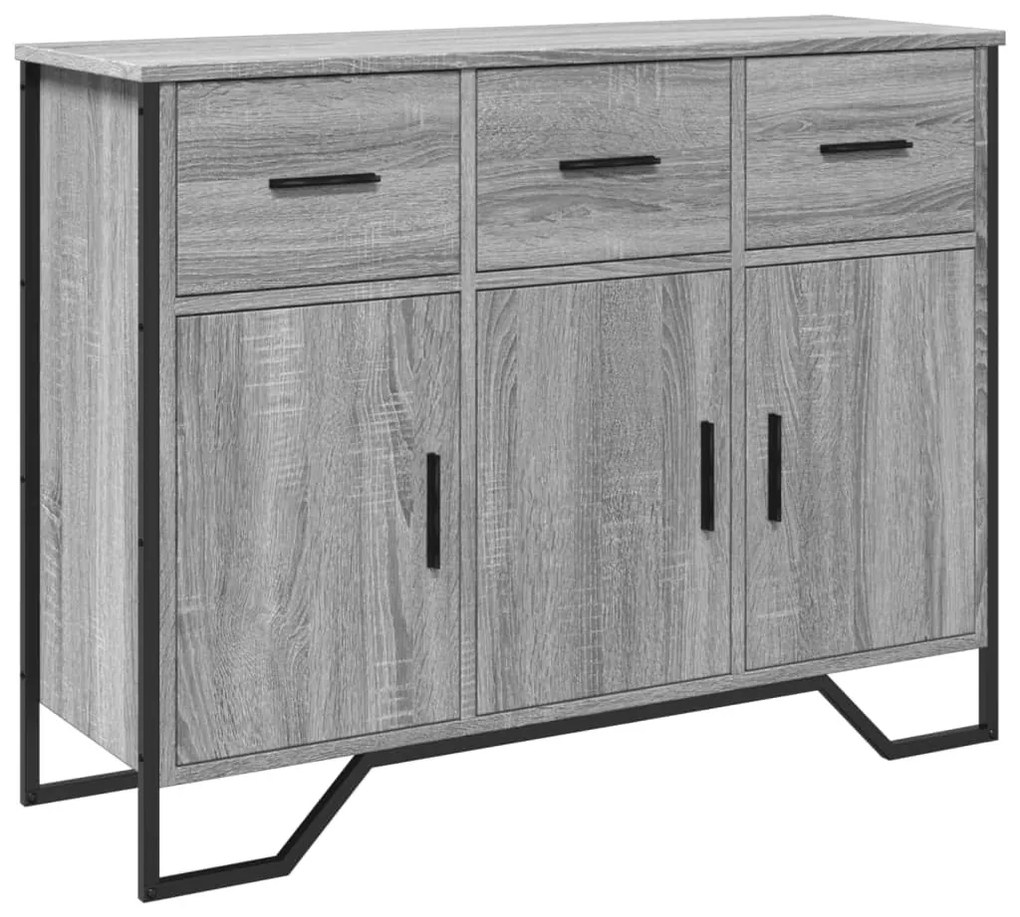 szürke sonoma színű szerelt fa tálalószekrény 97x32,5x74,5 cm