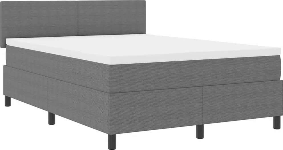 vidaXL Boxrugós ágy fejtámlával Világosszürke és fehér 140 x 190 cm