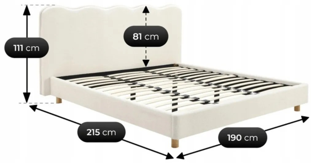 Franciaágy Krém Bouclé Kárpittal. 180x200 cm. IZMIR Boucle