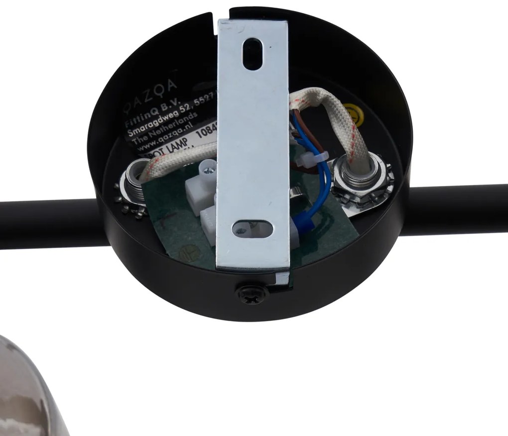 Modern mennyezeti lámpa fekete kerek füstüveggel, 2 fényforrás - Cilin