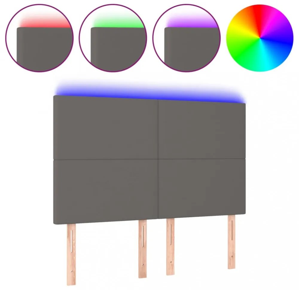 szürke műbőr LED-es fejtámla 144x5x118/128 cm