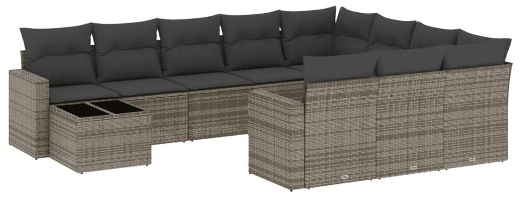 vidaXL 11 részes szürke polyrattan kerti ülőgarnitúra párnákkal