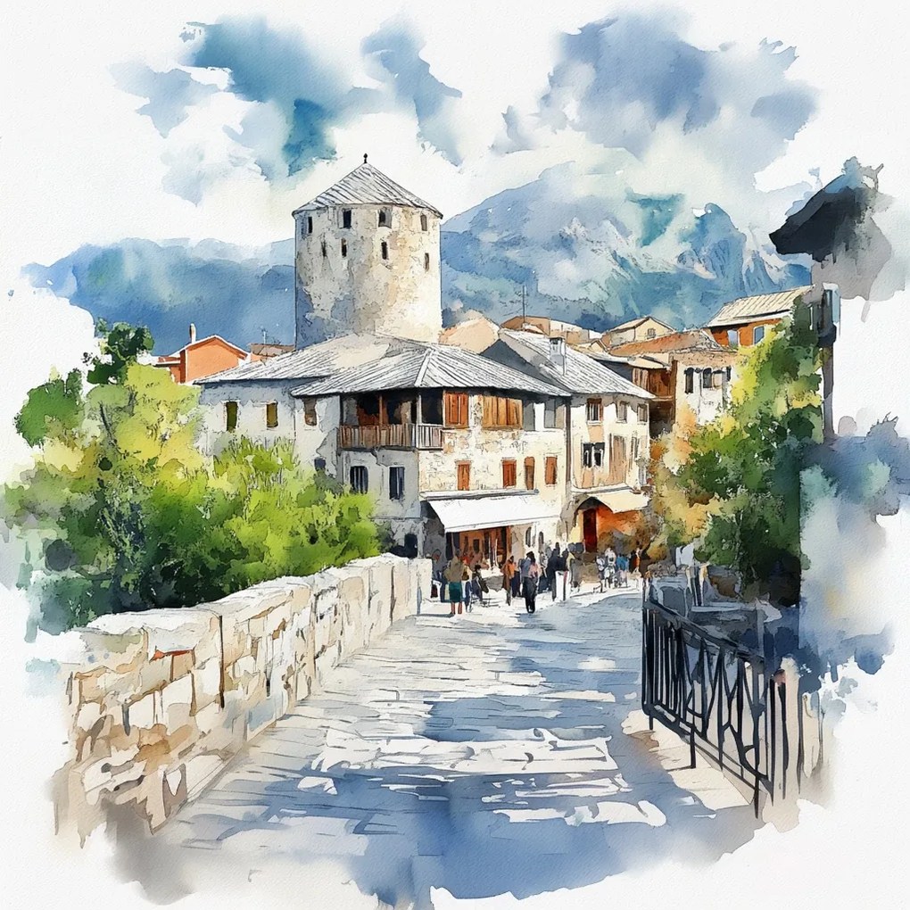 Canvas Város Bosznia Hercegovina Mostar Óváros 40x40