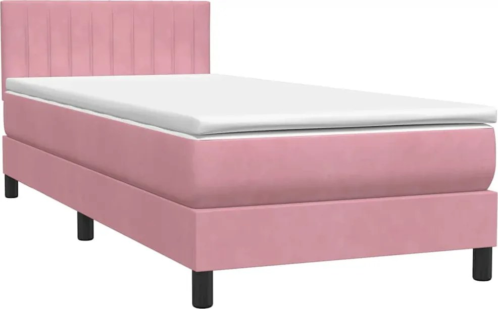 vidaXL Box Spring ágy matraccal rózsaszín 100x220 cm bársony