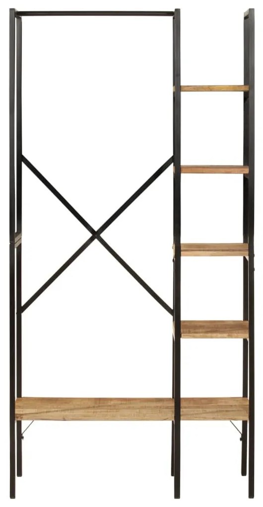 tömör mangófa és vas ruhaállvány polcokkal 90 x 40 x 190 cm