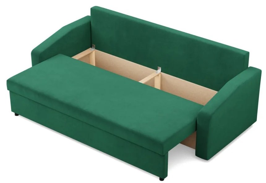 Zeus kanapéágy, bársony, hab töltet, döntött kartámasz, zöld