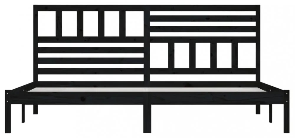 fekete tömör fenyőfa ágykeret 200 x 200 cm