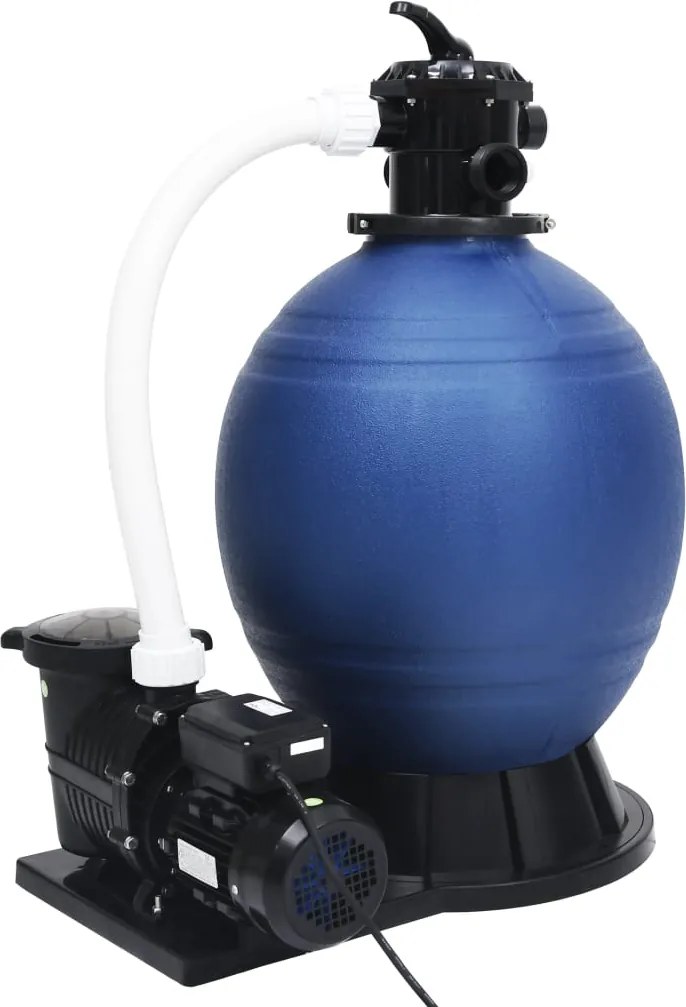 vidaXL kék-fekete homokszűrő 7-állású szeleppel, 1000 W-os szivattyúval