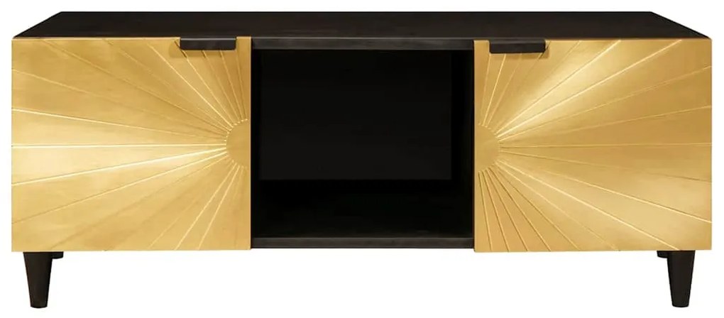 Dohányzóasztal Fekete és Arany 100 x 54 x 40 cm tömör mangófa