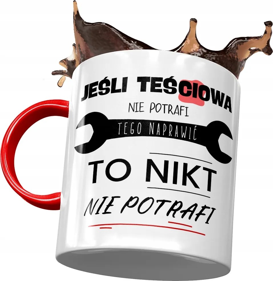 Piros bögre anyósnak, fényképes nyomott mintás ajándék