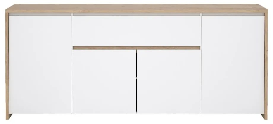 Fehér-natúr színű komód tölgyfa dekorral 197x84x48 cm Next – Tvilum