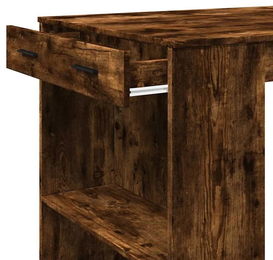 füstös tölgy színű szerelt fa bárasztal 102 x 70 x 103,5 cm