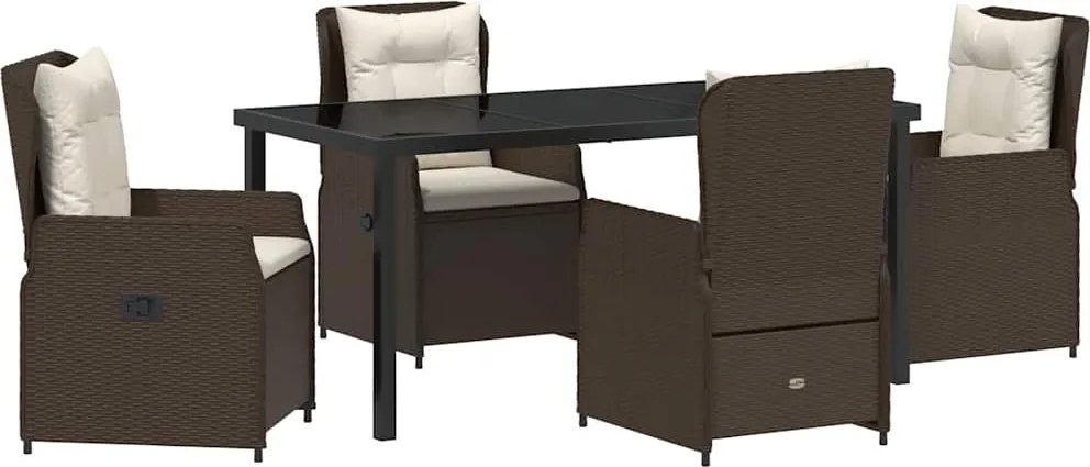 vidaXL Kert étkező szett 5 pcs Barna polirattan