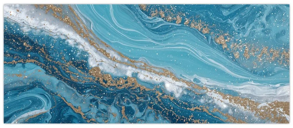 Kép - Világoskék márvány arannyal I. (120x50 cm)