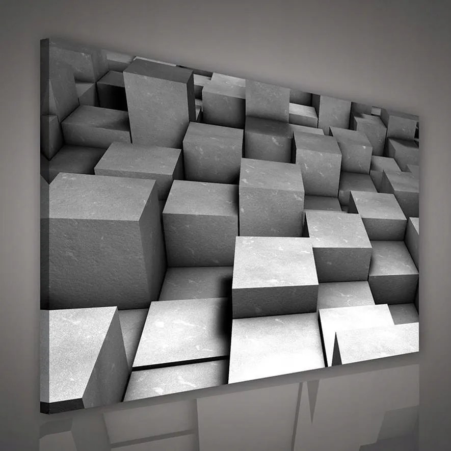 Vászonkép 100x75 kocka 3D absztrakt geometria beton textúra fényárnyék