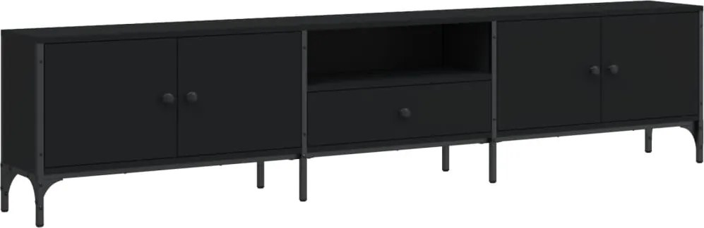 vidaXL fekete szerelt fa TV-szekrény fiókkal 200 x 25 x 44 cm