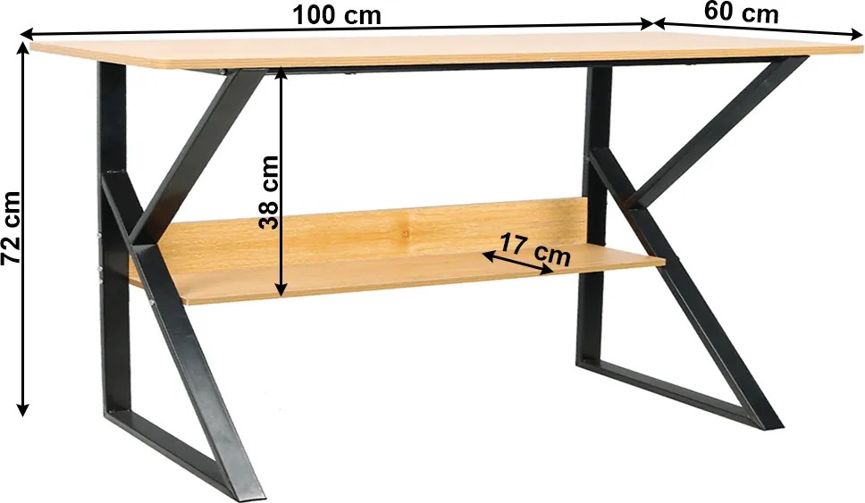 Polcos íróasztal, bükkfa/fekete, TARCAL 100