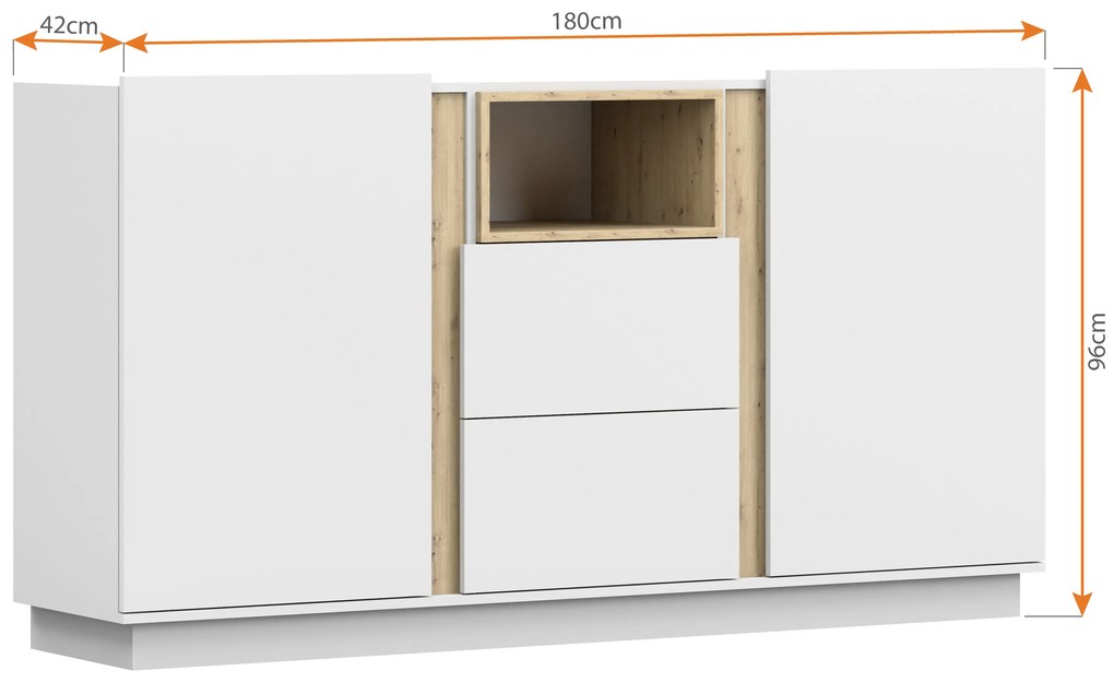 Komód Gabrielle 04 (artisan tölgy + fehér). Akció -16%. 1071427