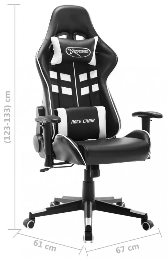 fekete és fehér műbőr gamer szék
