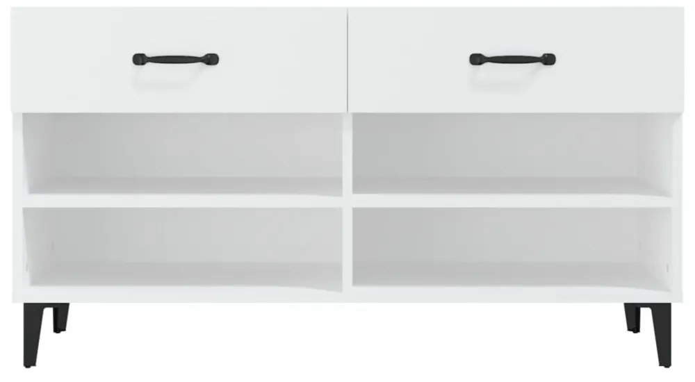 fehér szerelt fa cipősszekrény 102x35x55 cm