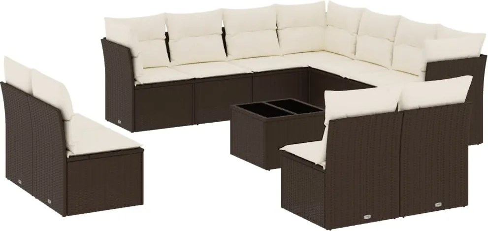 vidaXL 12 részes barna polyrattan kerti ülőgarnitúra párnákkal