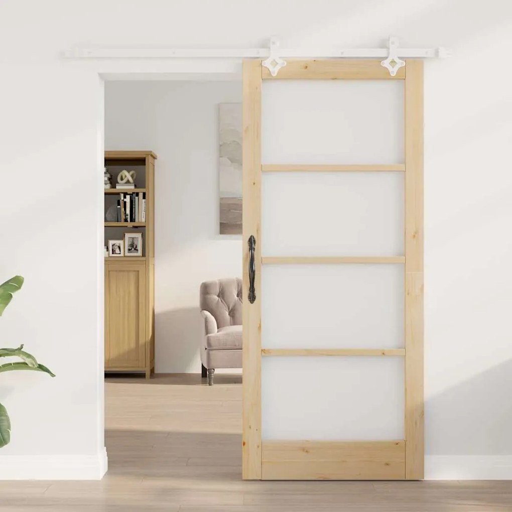 Csúszóajtó Barna 86 x 198.5 cm Fa és fém