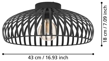 Eglo 900721 - Mennyezeti lámpa MOGANO 1xE27/40W/230V átm. 43 cm
