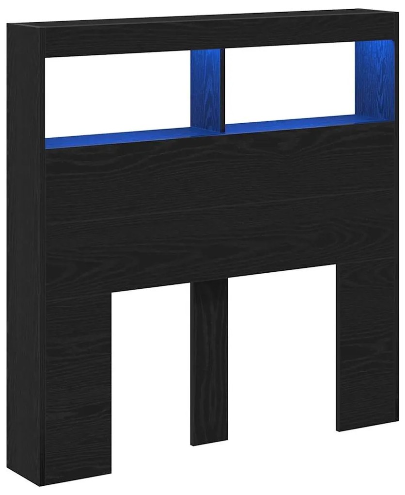 fekete tölgy színű áthidalószekrény LED-ekkel 100 x 17 x 102 cm