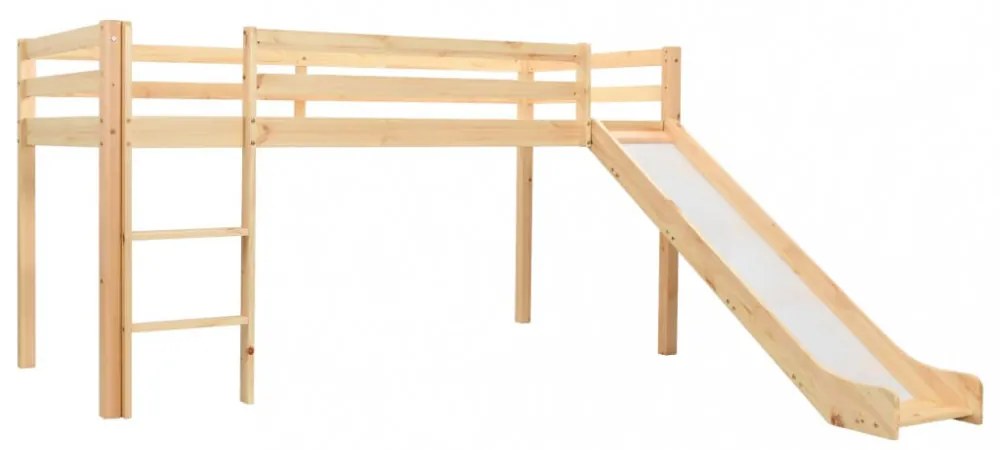 Fenyőfa gyermek galériaágy-keret csúszdával/létrával 97x208 cm