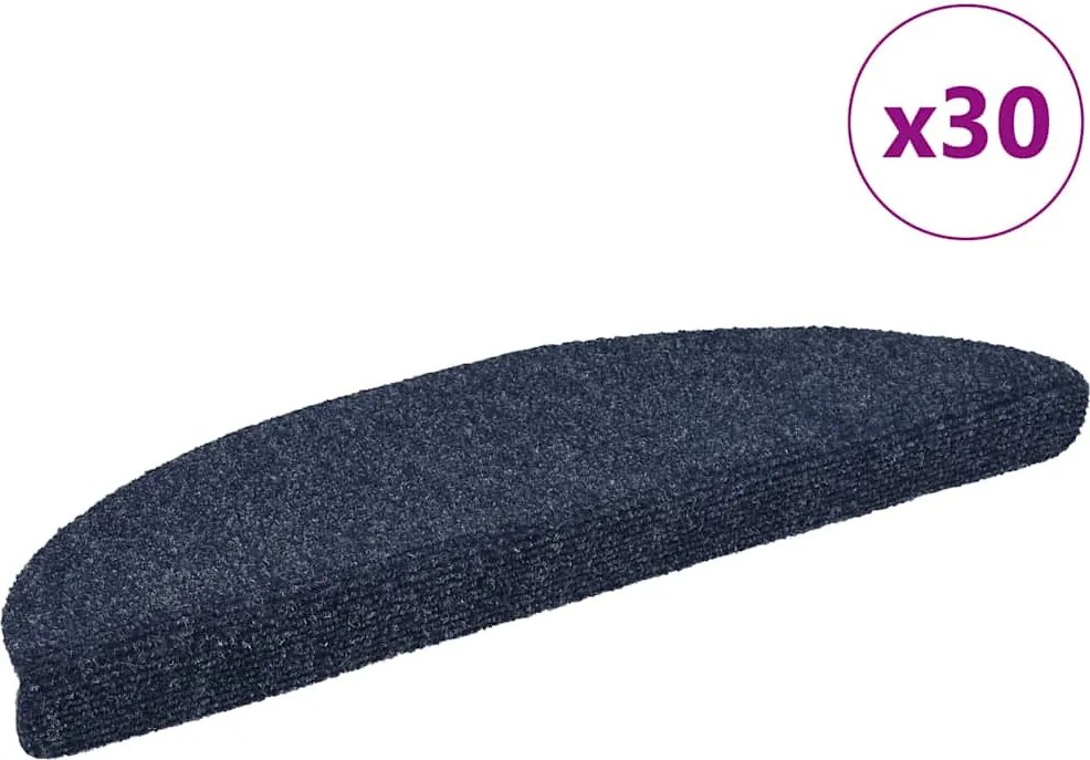 vidaXL öntapadós lépcsőszőnyegek 30 db kék félkör alakú 56 x 17 x 3 cm