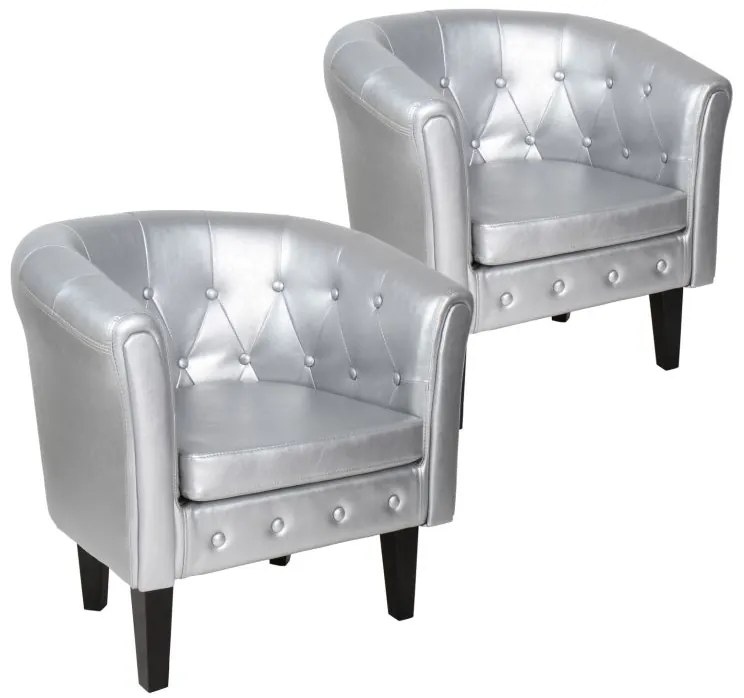 MIADOMODO Fotel készlet Chesterfield 58x71x70 cm ezüst