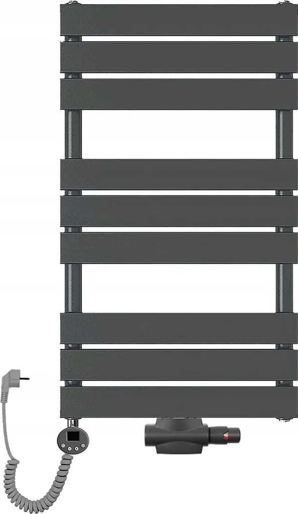 Fürdőszobai dekoratív víz-elektromos radiátor 900x500 antracit létra