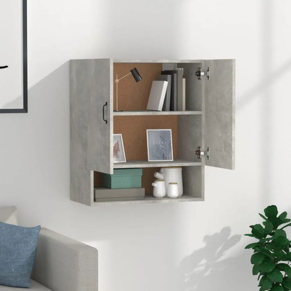 betonszürke szerelt fa faliszekrény 60 x 31 x 70 cm