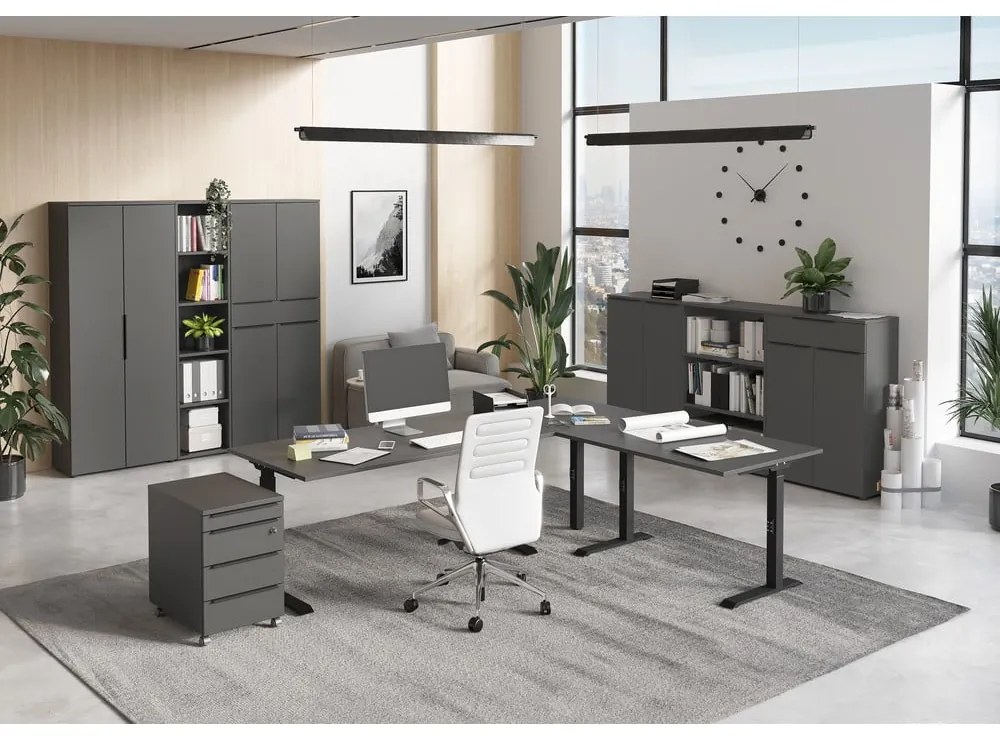 Antracitszürke alacsony komód 161x101 cm Mailand – Germania