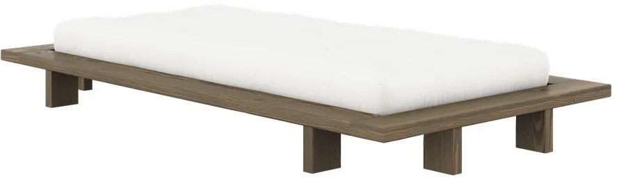 Barna borovi fenyő egyszemélyes ágy ágyráccsal 90x200 cm Japan – Karup Design
